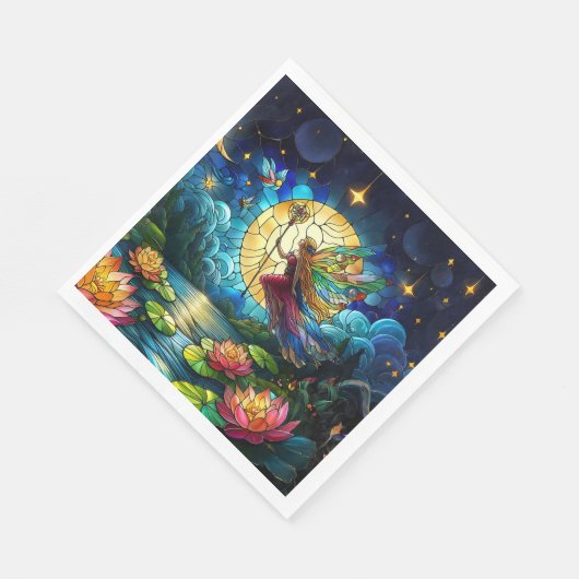 Serviette En Papier Stained Glass Moonlight Flight Fairy  (Coin)