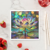 Serviette En Papier Stained Glass Vibrant Lotus Flower (En situation)