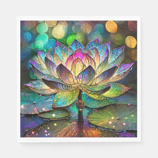 Serviette En Papier Stained Glass Vibrant Lotus Flower (Devant)