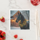 Serviette En Papier Stallion avec couronne de Noël (En situation)
