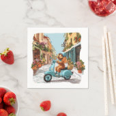 Serviette En Papier Standard Poodle Dog Riding Scooter (En situation)