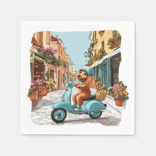 Serviette En Papier Standard Poodle Dog Riding Scooter (Devant)