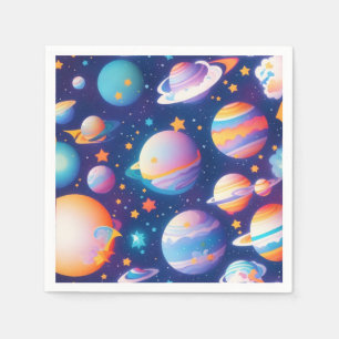 Serviette En Papier Star ans planètes motif
