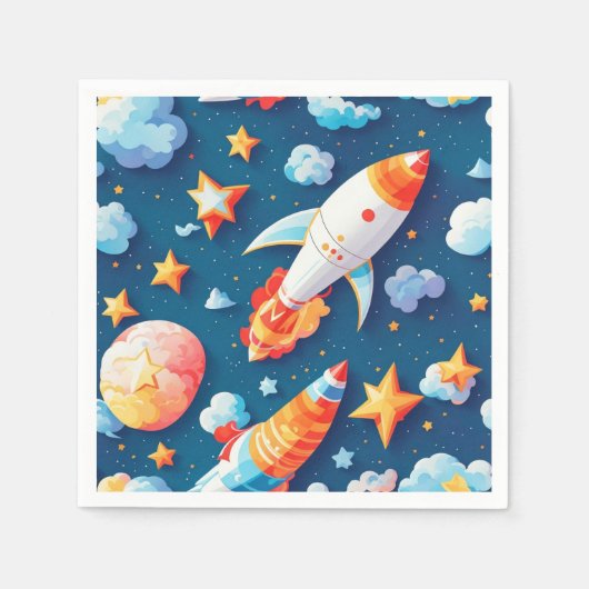 Serviette En Papier Star ans planètes motif (Devant)