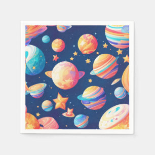 Serviette En Papier Star ans planètes motif