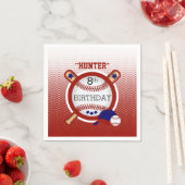 Serviette En Papier Star Baseball Player Anniversaire - Rouge foncé et (En situation)