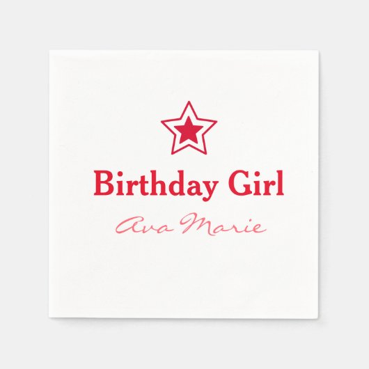 Serviette En Papier Star Birthday Girl Party (Devant)