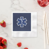 Serviette En Papier Star of Life Paramedic on Navy Blue Carbon Fiber (En situation)
