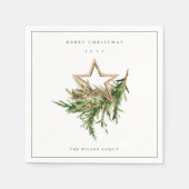 Serviette En Papier Star Orament Pine Branch Faune Joyeux Noël (Devant)