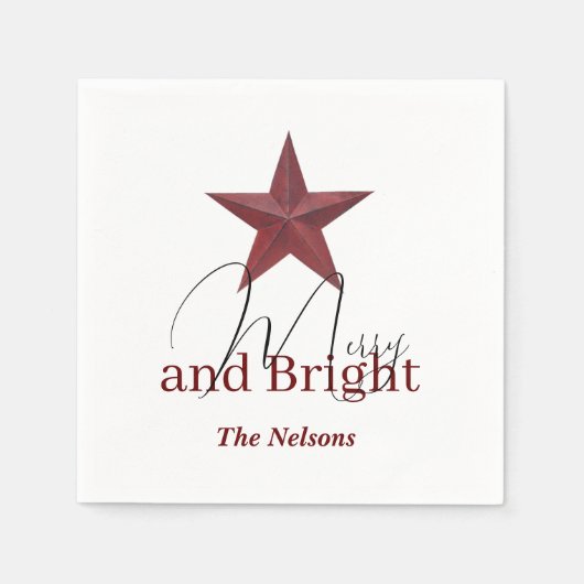 Serviette En Papier Star rustique Merry & Bright personnalisée (Devant)
