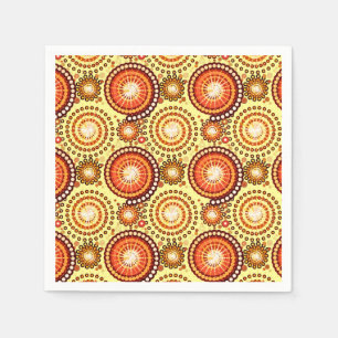 Serviette En Papier Starburds et pingwheel, brun et jaune