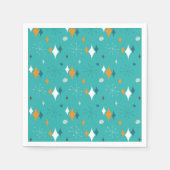 Serviette En Papier Starburst Mid Century Motif moderne en Turquoise (Devant)