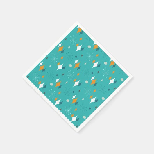 Serviette En Papier Starburst Mid Century Motif moderne en Turquoise (Coin)