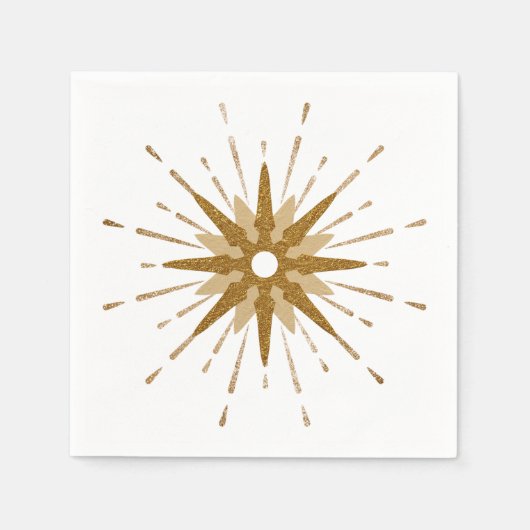 Serviette En Papier Starburst Or moderne du milieu du siècle (Devant)