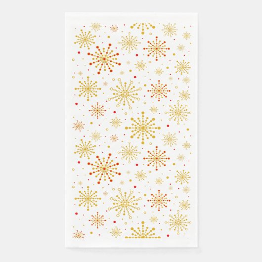 Serviette En Papier Starburst rétro atomique mi-siècle Mood Rouge & Or (Devant)