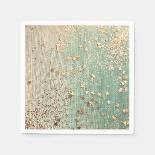 Serviette En Papier Stardust or sur Sea Green (Devant)