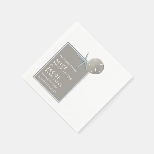 Serviette En Papier Starfish and Sand Dollar - Mariage plage (Coin)