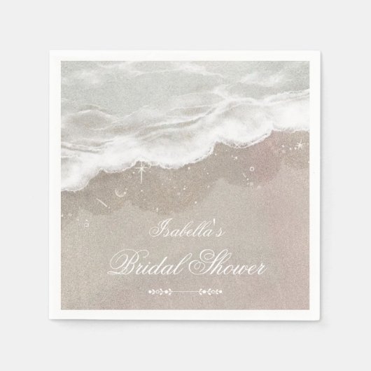 Serviette En Papier Starfish and Shells Tropical Beach Bridal Shower (Devant)