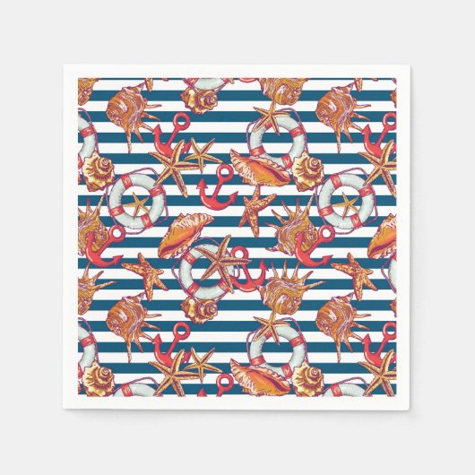 Serviette En Papier Starfish and Stripes (Devant)