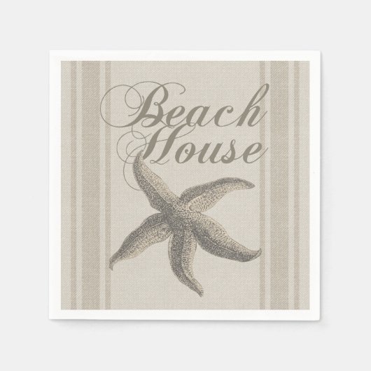 Serviette En Papier Starfish Beach House Plage Côté Côte (Devant)