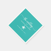 Serviette En Papier Starfish Beach Mariage Turquoise Turquoise et Blan (Coin)