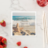 Serviette En Papier Starfish Beach Ocean Sand Between Toil Mariage (En situation)