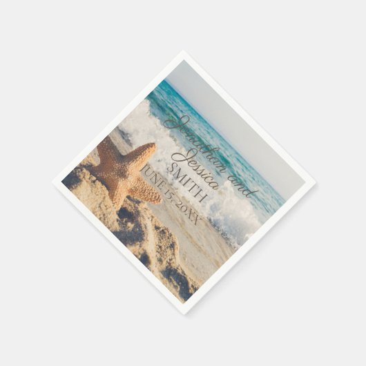 Serviette En Papier Starfish Beach Ocean Sand Between Toil Mariage (Coin)