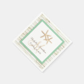 Serviette En Papier Starfish Blanchis Wood Beach Wedding Napkin (Coin)