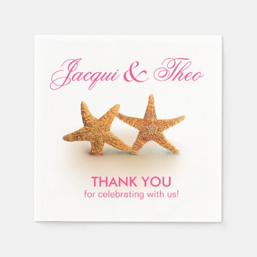 Serviette En Papier Starfish Couple à la Beach Party | fuchsia (Devant)