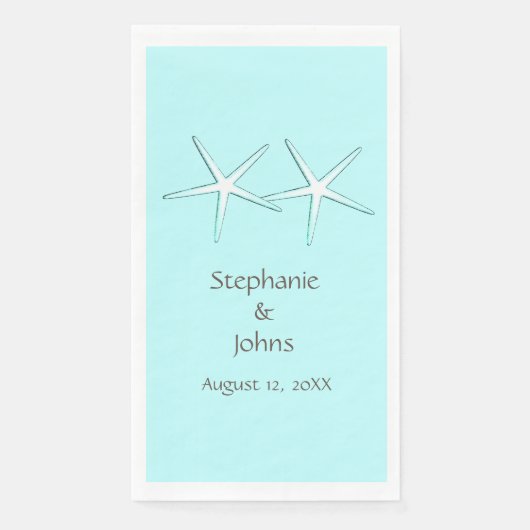Serviette En Papier Starfish Cute Couple Turquoise Blue Grey Mariages  (Devant)