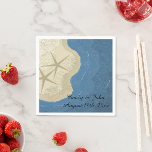 Serviette En Papier Starfish et Ocean Mariage (En situation)