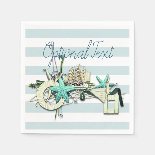 Serviette En Papier Starfish, Fishing Net & Tall Ship Nautique (Devant)