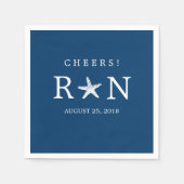 Serviette En Papier Starfish Monogramme bleu marine | MARIAGE (Devant)