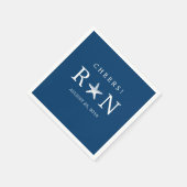 Serviette En Papier Starfish Monogramme bleu marine | MARIAGE (Coin)