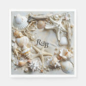 Serviette En Papier Starfish Pearls Seashells Driftwood Beach (Devant)