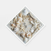 Serviette En Papier Starfish Pearls Seashells Driftwood Beach (Coin)