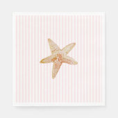 Serviette En Papier Starfish Peinture Pink Stripe Ocean Beach Party (Devant)