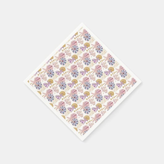 Serviette En Papier Starfish Seashell bleu violet rose Océan Nautique (Coin)