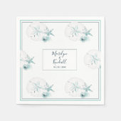 Serviette En Papier Starfish Shells Moderne Elegant Beach Wedding Part (Devant)