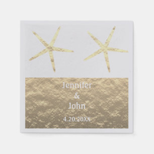 Serviette En Papier Starfish Tropical Gold Silver Blanc Personnalisé M
