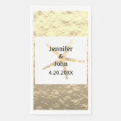 Serviette En Papier Starfish Tropical Gold White Couple Nom Mariage (Devant)