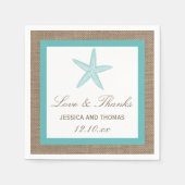 Serviette En Papier Starfish Turquoise Burlap Beach Wedding Collection (Devant)