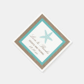 Serviette En Papier Starfish Turquoise Burlap Beach Wedding Collection (Coin)