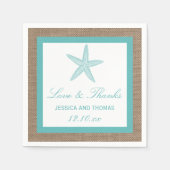 Serviette En Papier Starfish Turquoise Burlap Beach Wedding Collection (Devant)