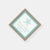 Serviette En Papier Starfish Turquoise Burlap Beach Wedding Collection (Coin)