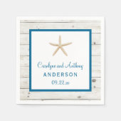 Serviette En Papier Starfish Whitewashed Wood Beach Wedding Collection (Devant)