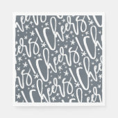 Serviette En Papier Starry Cheers Brush Script Motif moderne Nouvel An (Devant)