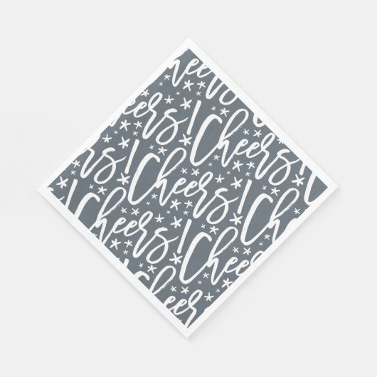 Serviette En Papier Starry Cheers Brush Script Motif moderne Nouvel An (Coin)