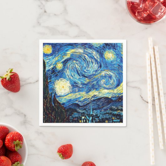 Serviette En Papier Starry Night, célèbre oeuvre de Vincent van Gogh (En situation)