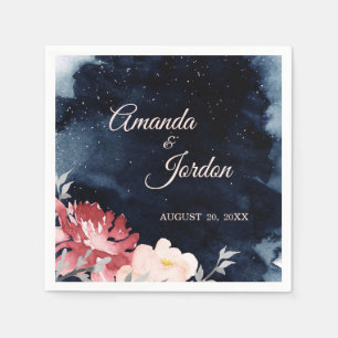 Serviette En Papier Starry Night Floral Mariage Cocktail Napkin